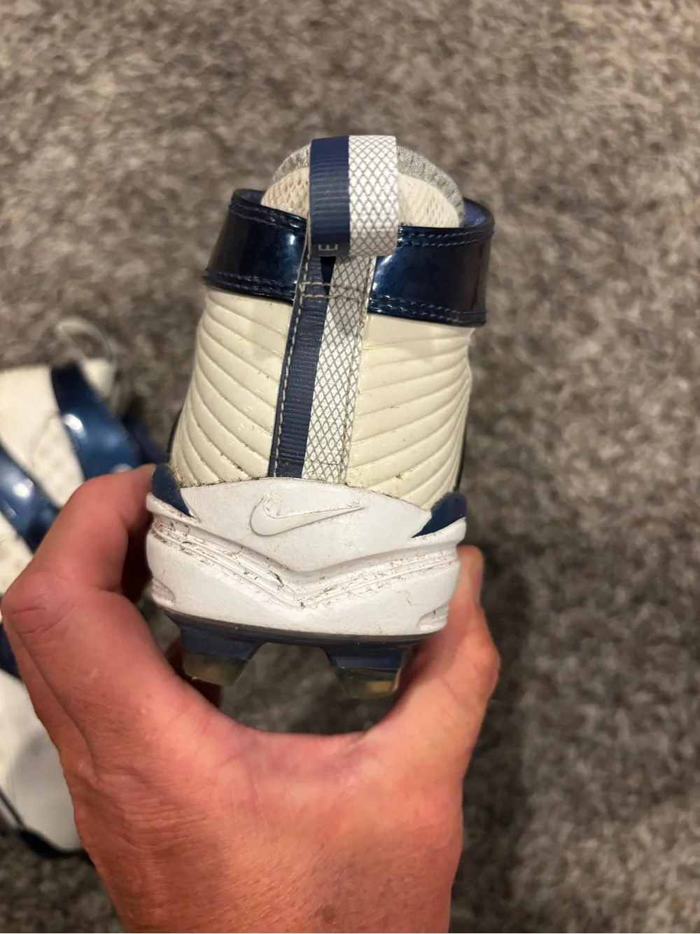 Nike Navy and White Cleats with Pink Accent